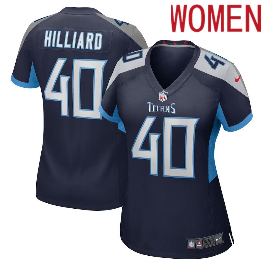 Women Tennessee Titans #40 Dontrell Hilliard Nike Navy Game Player NFL Jersey->women nfl jersey->Women Jersey